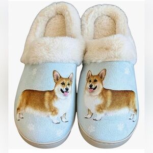 SNUGG Slippers Welsh Corgi Dog Comfy Cozy Furry Lined Soft Memory Foam Size S/M